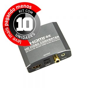 Repetidores HDMI Extrator Áudio RCA SPDIF P2 - Kit com 10
