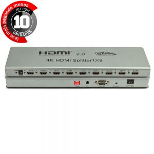 Splitter 2.0 HDMI 1x8 4k - Kit com 10