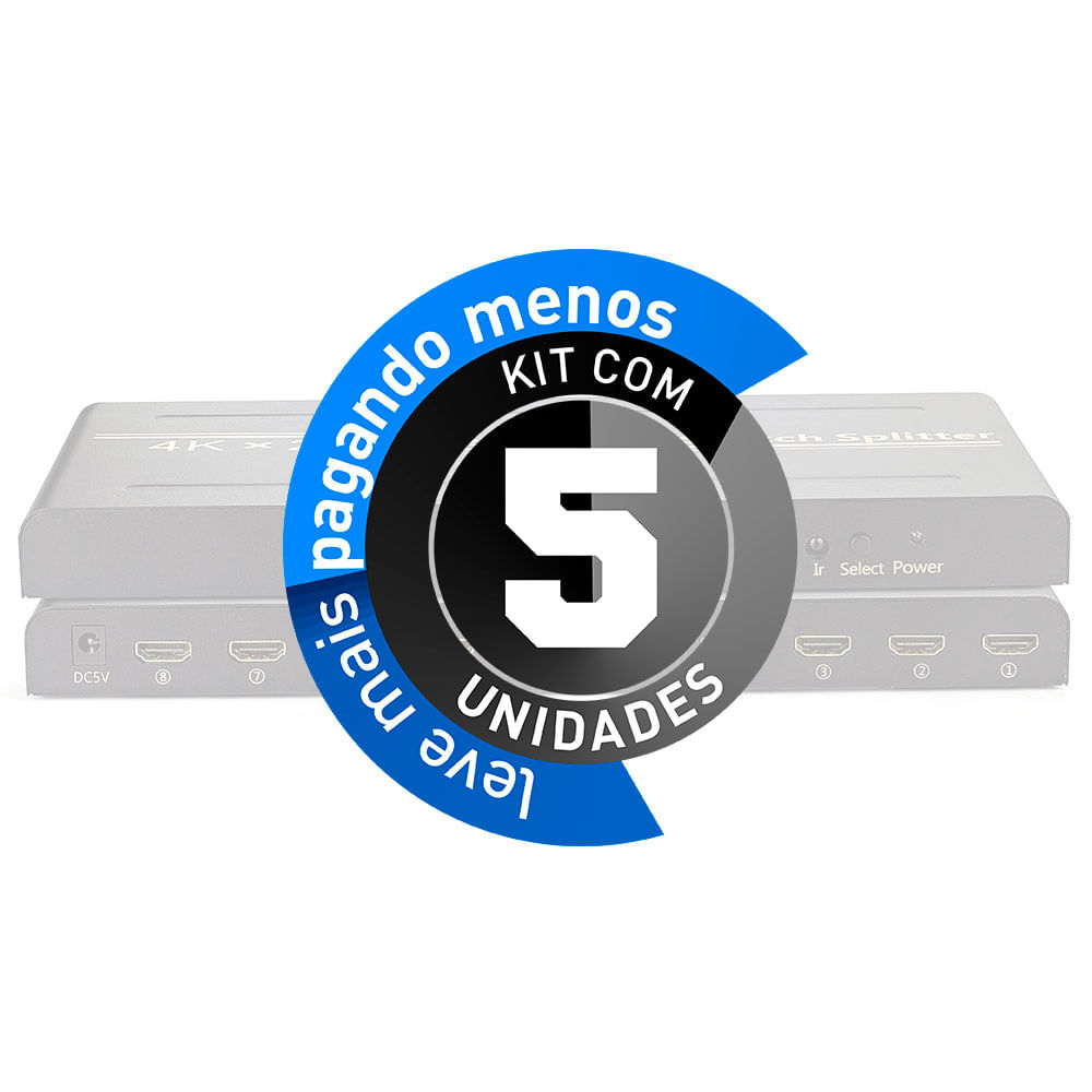 Splitter Switch HDMI 4K, 2K, Divisor 2x8 - Kit com 5 - Imagem 2