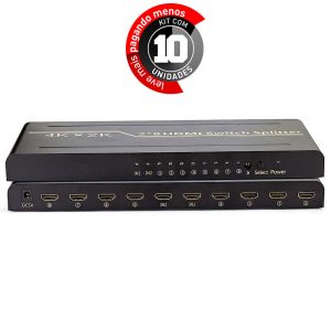 Splitter Switch HDMI 4K, 2K, Divisor 2x8 - Kit com 10