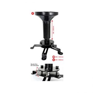 Suporte para Projetor Grande - Altura 500 a 800mm - Prata