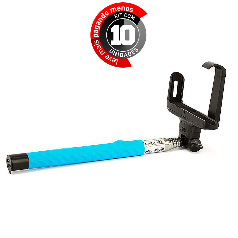 Suporte Para Selfie Iphone Galaxy Azul - Kit com 10