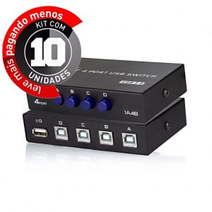 Switch 4X1 - Periféricos Usb A/B 2.0 - Kit com 10