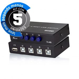 Switch 4X1 - Periféricos Usb A/B 2.0 - Kit com 5