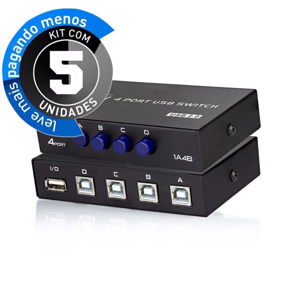 Switch 4X1 - Periféricos Usb A/B 2.0 - Kit com 5