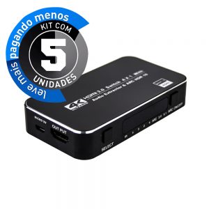 Switch HDMI 2.0, 4K, 4 Portas com Controle - Kit com 5