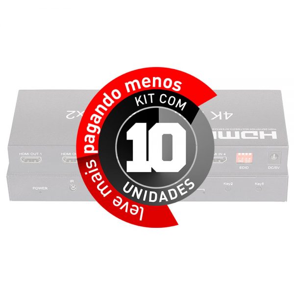 Switch HDMI 4x2 Controle - 2K, 4K, 3D e Full HD - Kit com 10 - Imagem 2