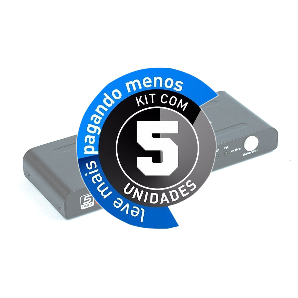 Switich HDMI 5X1 3D Full Hd C/ Controle Remoto - Kit com 5 - Imagem 2