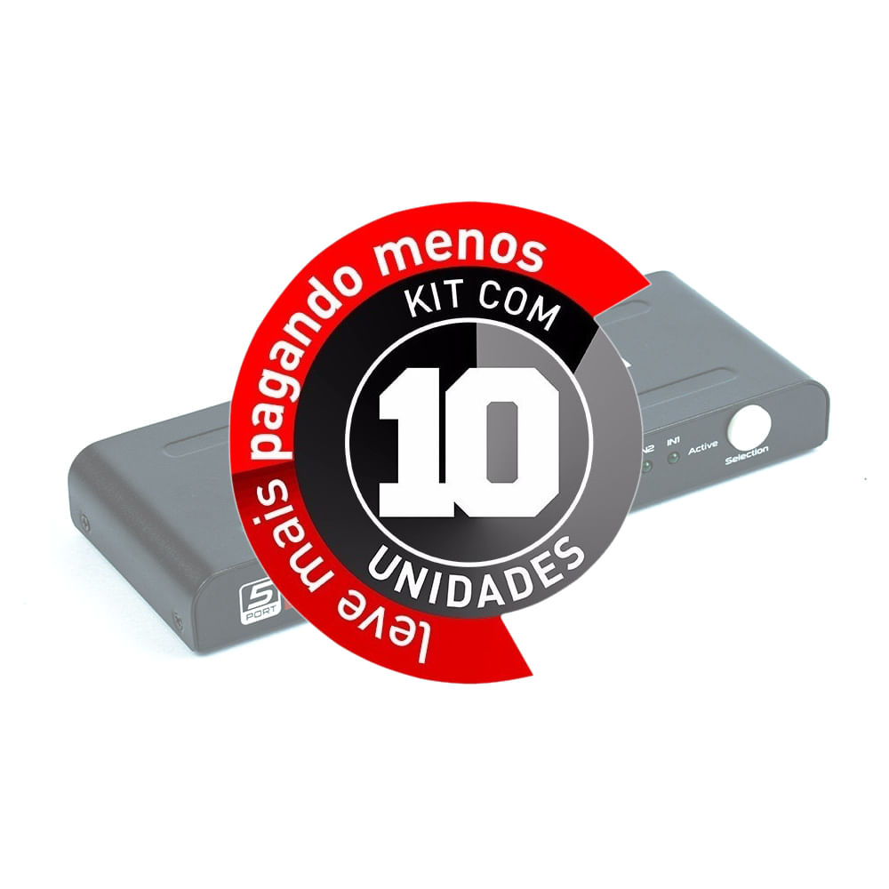 Switich HDMI 5X1 3D Full Hd C/ Controle Remoto - Kit com 10 - Imagem 2