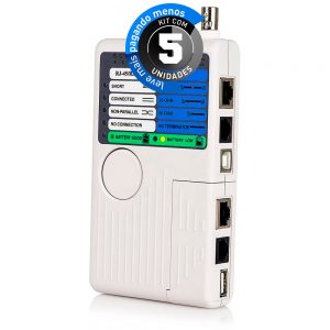 Testador de Cabos - USB BNC RJ11 RJ45 Rede - Kit com 5