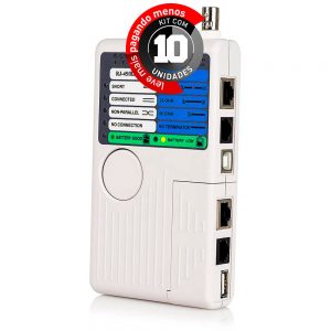 Testador de Cabos - USB BNC RJ11 RJ45 Rede - Kit com 10