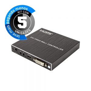 Video Wall 2x2, 4K, 4 Telas, HDMI - Kit com 5