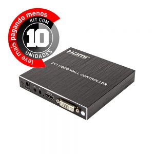 Video Wall 2x2, 4K, 4 Telas, HDMI - Kit com 10