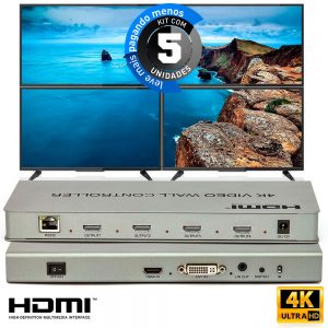 Video Wall Controller 2x2 4K - Kit com 5