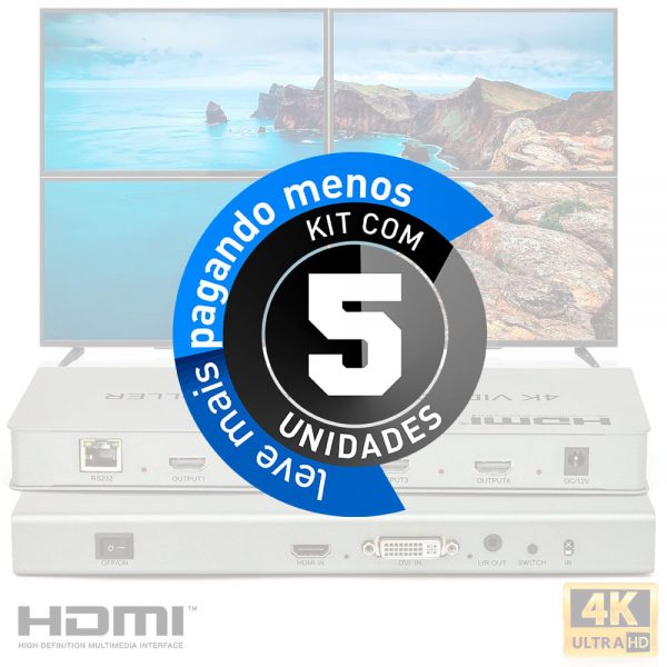 Video Wall Controller 2x2 4K - Kit com 5 - Imagem 2