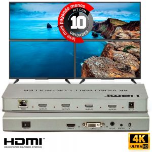 Video Wall Controller 2x2 4K - Kit com 10