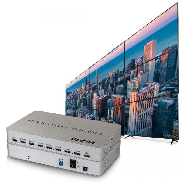 Video Wall Controlador 3X3, 4K 9 Telas USB HDMI - Imagem 3