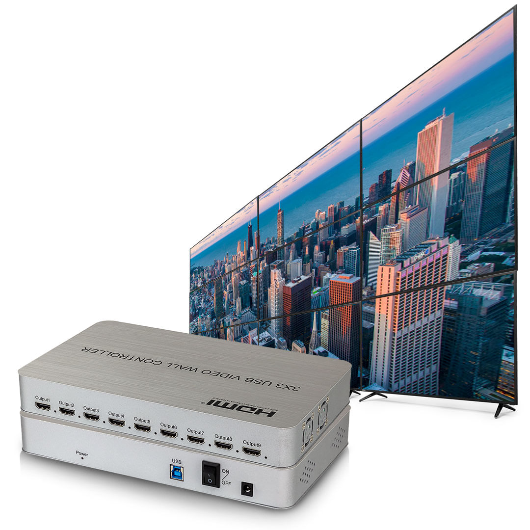 Video Wall Controlador 3X3, 4K 9 Telas USB HDMI - Imagem 3